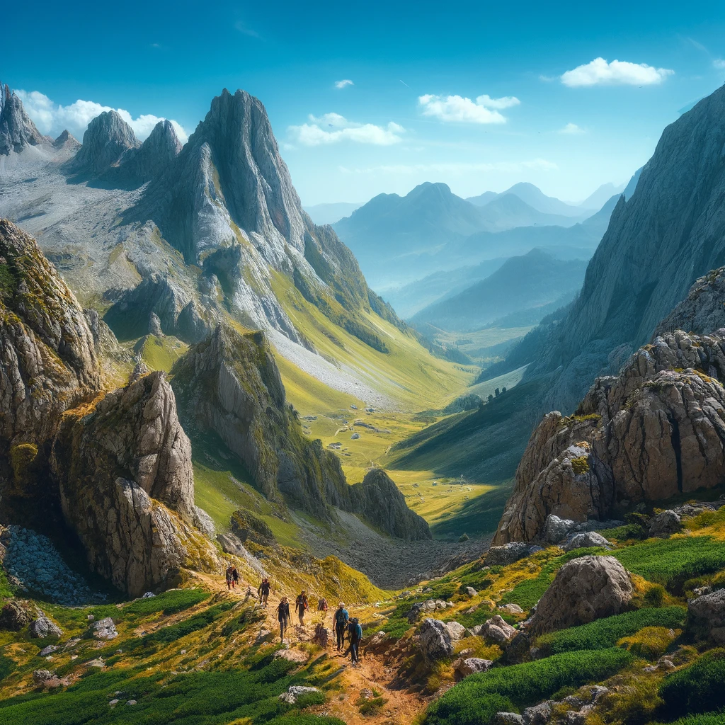 Vue imprenable sur des randonneurs dans les Picos de Europa