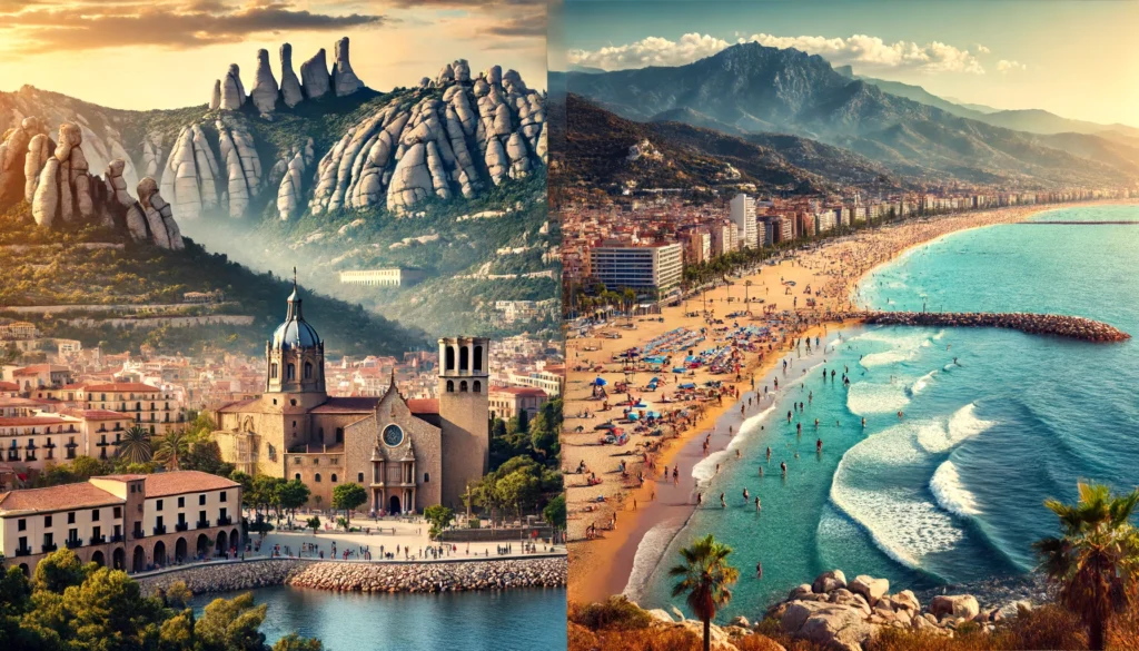 Montagne de Montserrat et plage de Sitges