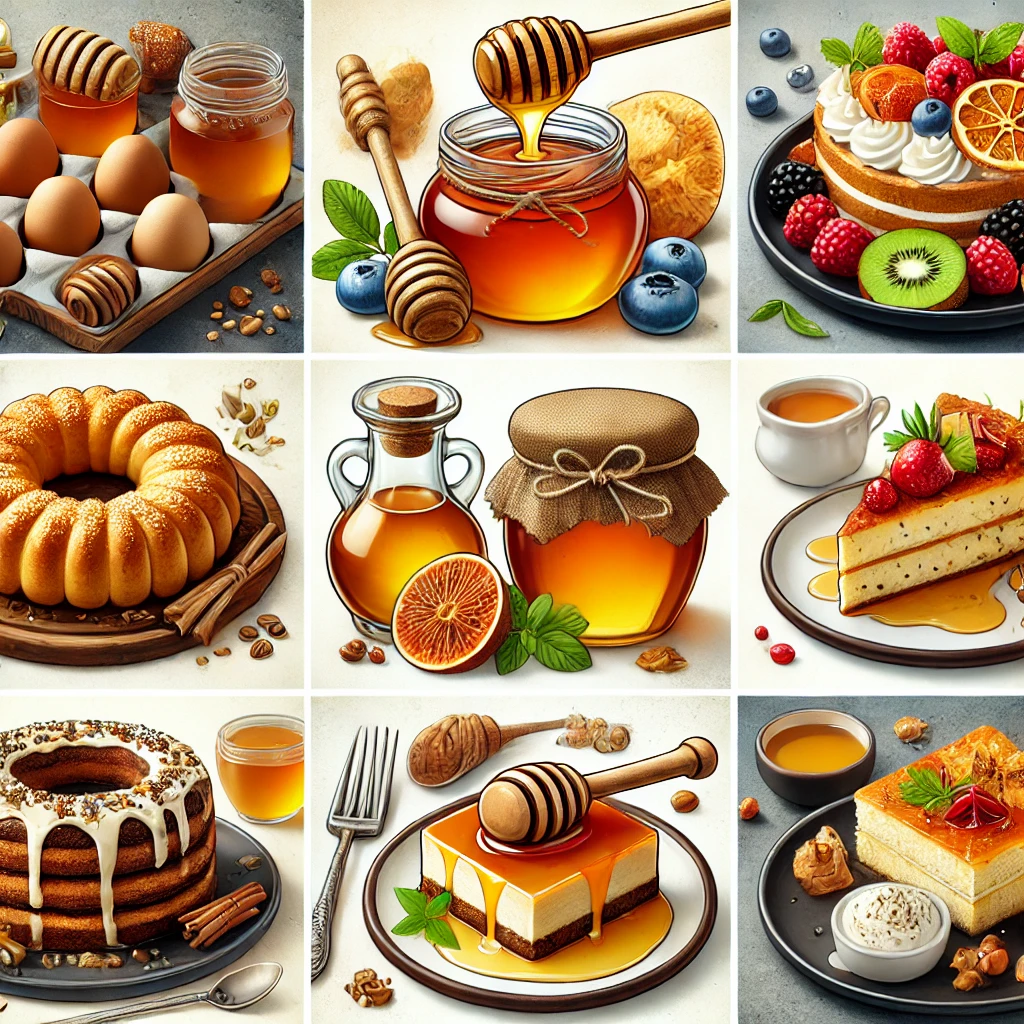 Divers plats et desserts préparés avec du miel