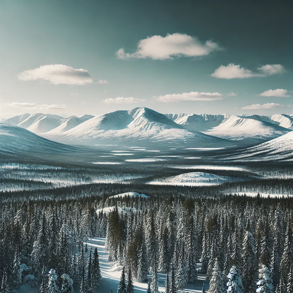 Vue panoramique des montagnes enneigées en Laponie