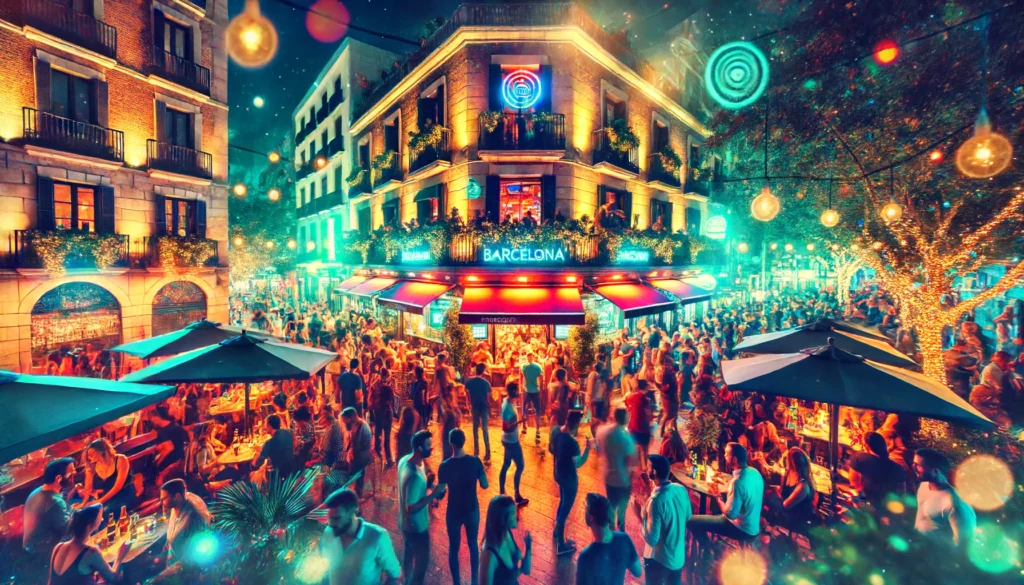 Bars et clubs animés de Barcelone la nuit