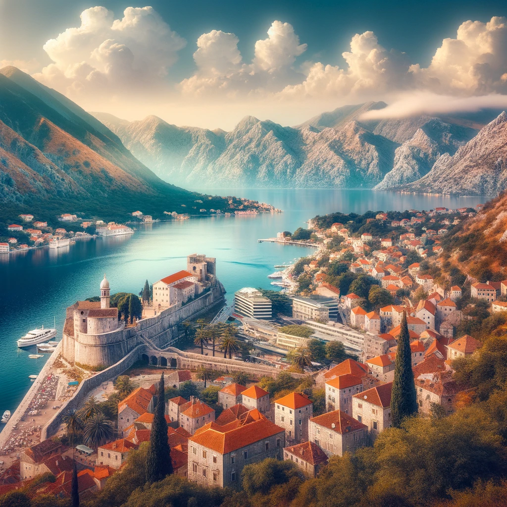 Illustration de la vieille ville médiévale de Kotor, Monténégro.